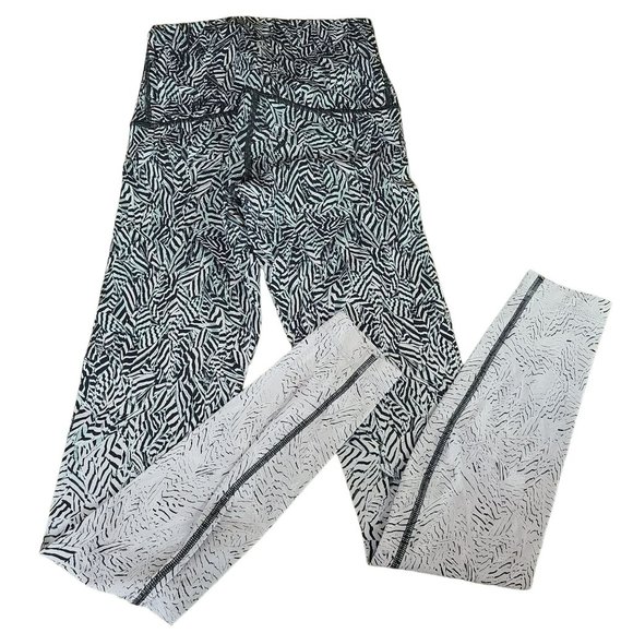 Lululemon Wunder Under Pant Hi-Rise Dazzle Nulux 50g Alpine White Black Size 4 - Picture 3 of 9